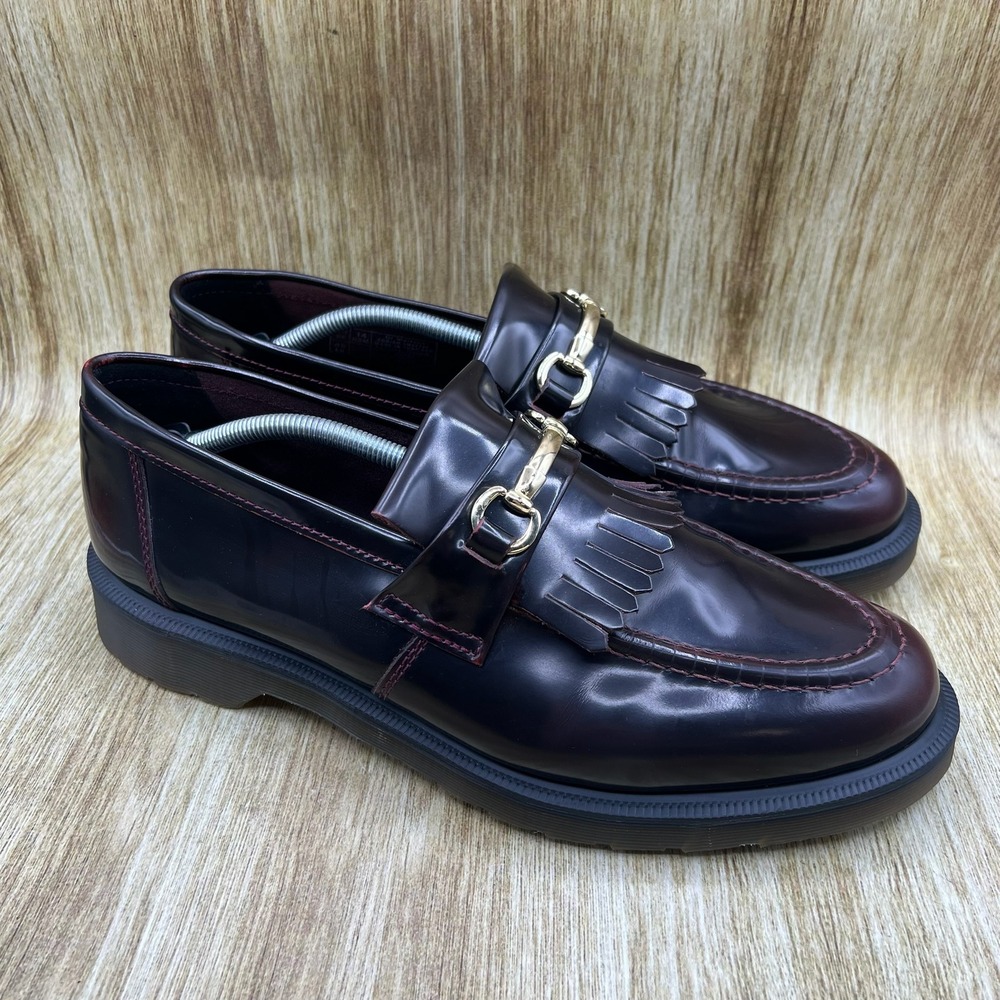 Dr. Martens Adrian Snaffle Loafers Men's Size 14 Burgundy Leather Fringe AW004